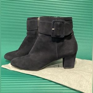 Aquatalia Weatherproof Buckle Suede Ankle Boots 7,5